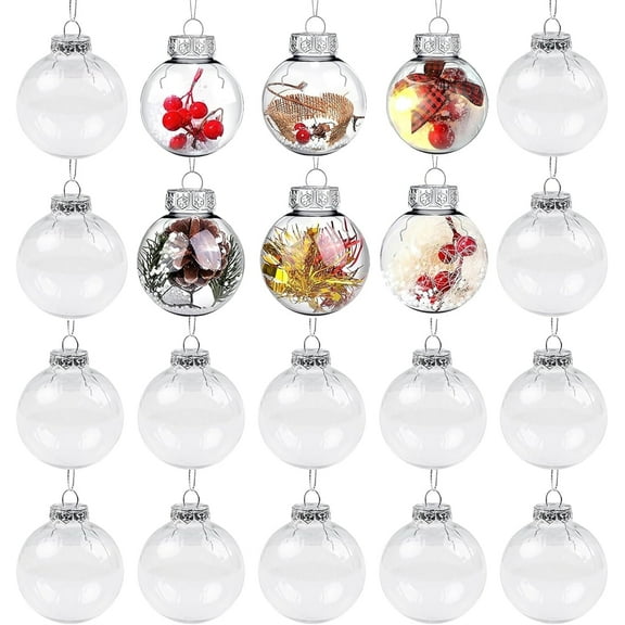 Fillable Christmas Ornaments Balls for Crafts,12 Pack 3.15inch DIY Christmas Tree Decorations, Hanging Plastic Clear Ornaments for Crafts Fillable, Clear Plastic Fillable Balls Ornament for Christmas