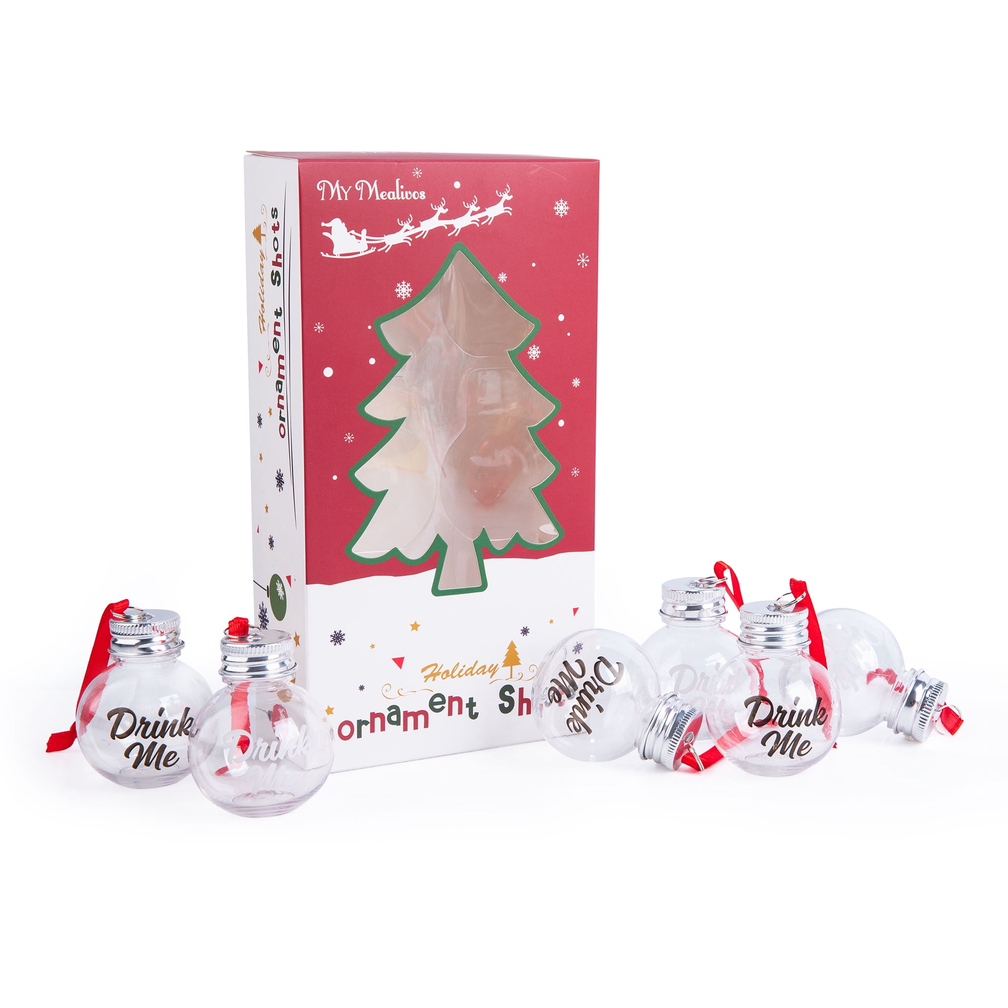 Fillable Clear Plastic Ornament Balls, 50ml Hanging Decorations for Christmas Tree, 6 Pack