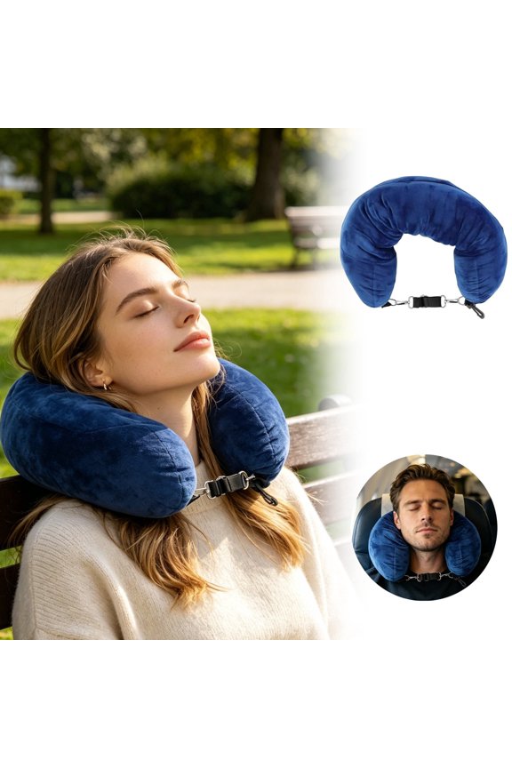 Fillable Clothes Storage U Neck Pillow Polyester Multifunctional Portable Headrest Organizer for Airplane Camping Hiking Daily Travel 35.43"
