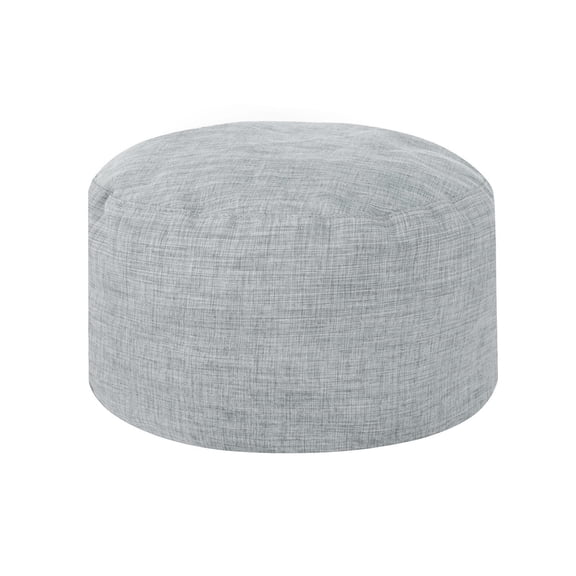 Fillable Footstool Cover Removable & Washable Linen Ottoman Slipcover Round Pouf Cushion Case for Living Room, Balcony & Bedroom 11.8 x 7.9 Inches Available in 3 Colors