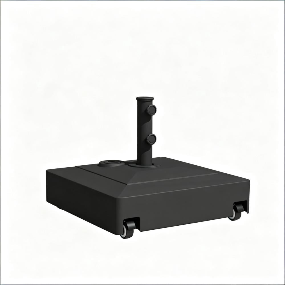 Fillable HDPE Umbrella Base with Wheels Heavy Duty Patio Umbrella Stand Black
