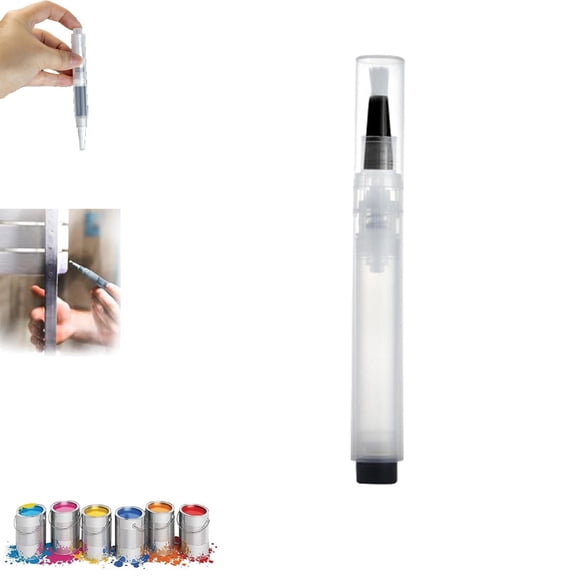 Fillable Paint Pens for Touch Up, Brush Tip Acrylic Paint Markers, Clear Plastic Barrel, 5 in Length, 1 Pc