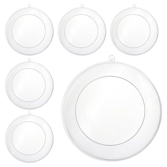 Fillable Plastic Clear Ball Ornament, Open Face, 4-3/4-inch, 6-count