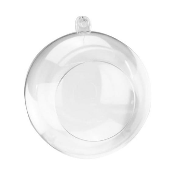 Fillable Plastic Clear Ball Ornament With Opening, 3-1/4-Inch, 12-Count