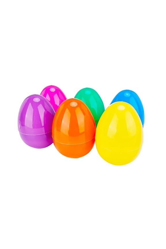 Fillable Plastic Easter Egg - Large 2.4 Inch Colorful Egg Hunt Decorations, Reusable Containers for Candy Toys Money, Party Favors for Family, Random Color 1Pc