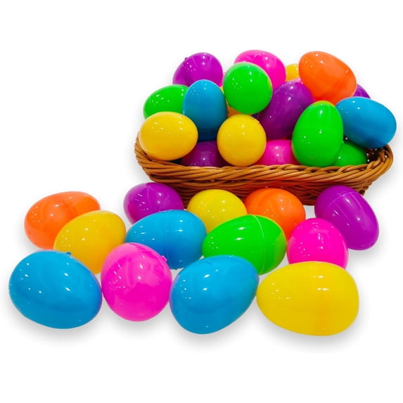 Fillable Plastic Easter Eggs 30 Pack 2.3 Inch Bright Color Assortment For Easter Egg Hunt Party Favors And Surprise Fillers