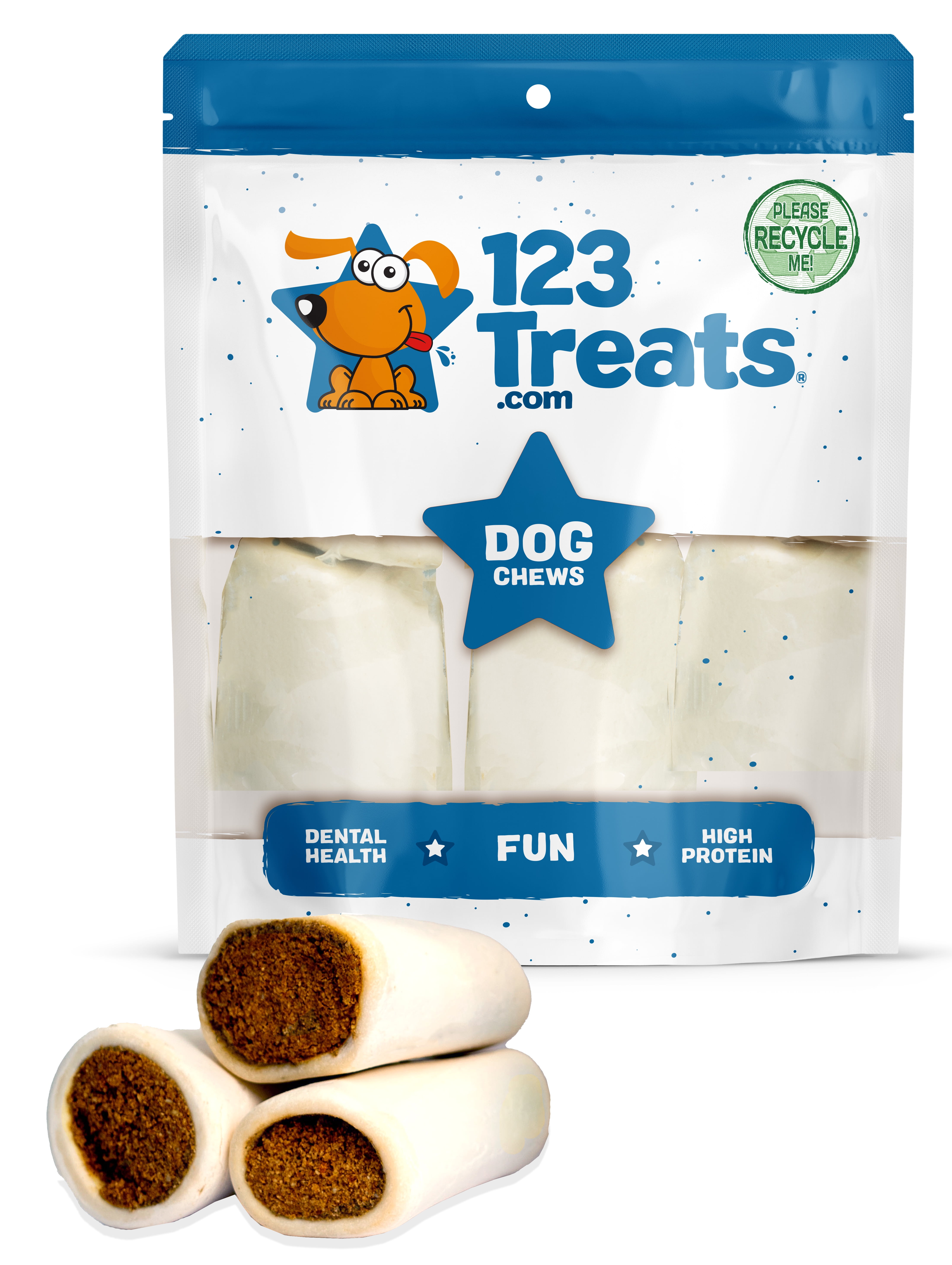 Filled Dog Bones Chews with Peanut Butter Flavor Stuff Bones 3-4" (5 Count)