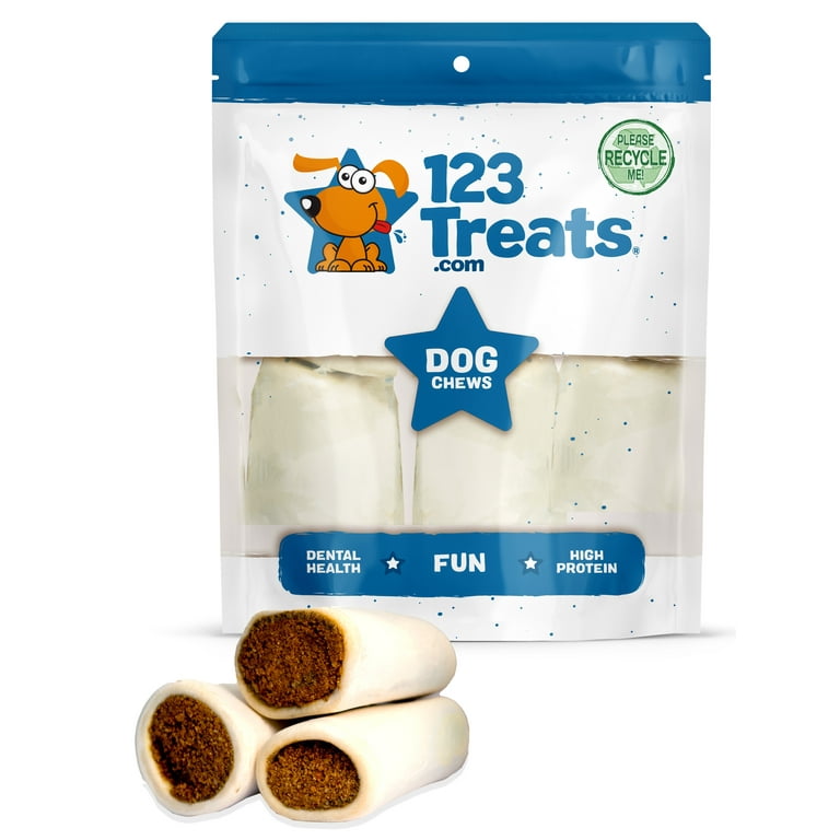 Small Chewy Doggy Treats Peanut Butter Flavor Stuffed Shin Bones for Pets 3 4 5 Count Walmart