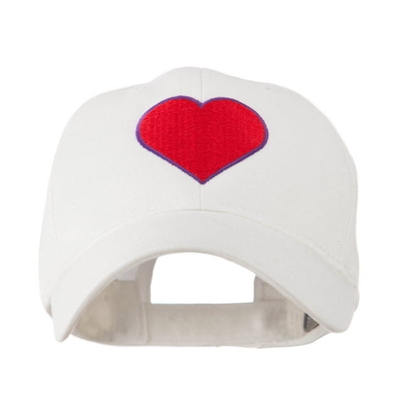 Filled Heart Symbol Embroidery Cap - White OSFM