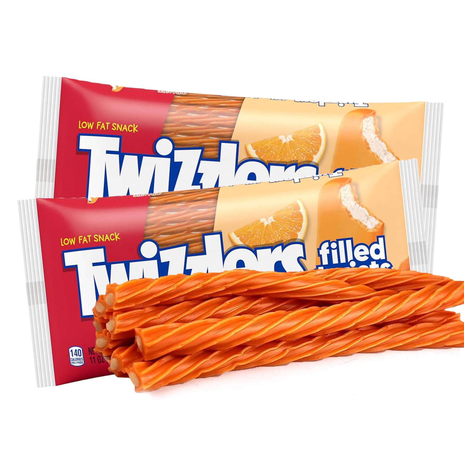 Filled Licorice Candy Twists MMF7 Full Size Orange Pop Creamsicle