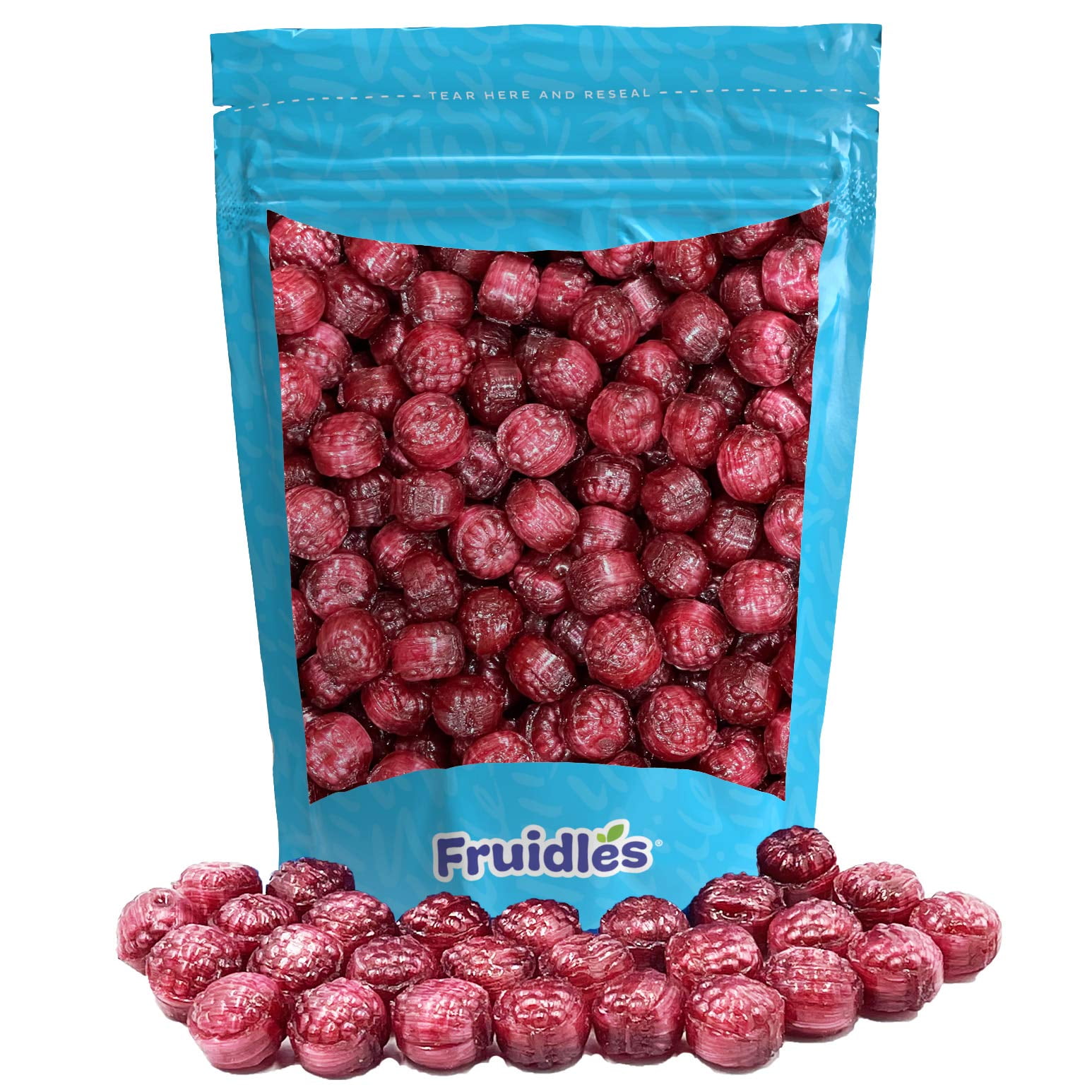 Filled Raspberries Candies, Round Hard Candy, Kosher Parve (40 Count