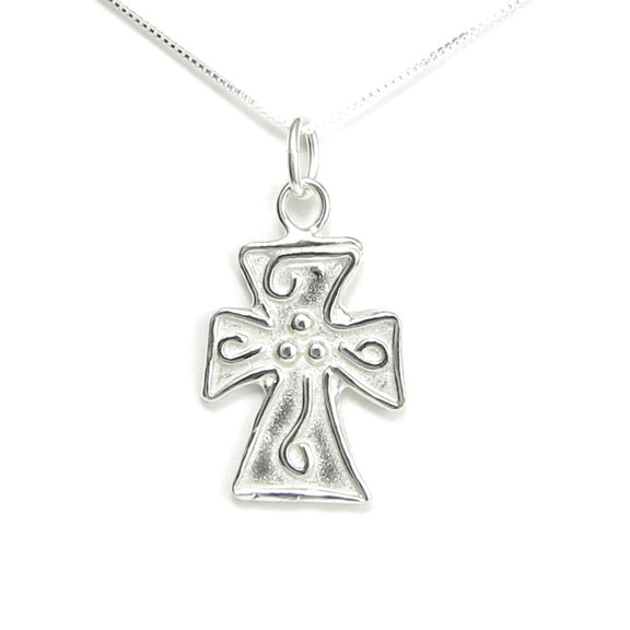 Filled with the Spirit Cross Necklace - Romans 5:5 God's Love Story Card included - Sterling Silver Made in USA (24 Inch Chain)