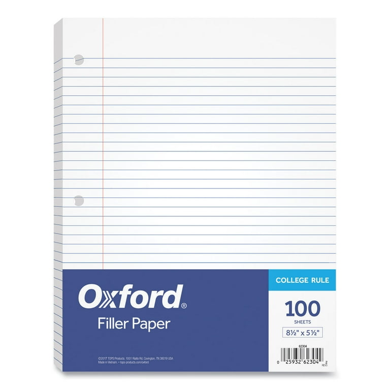 Filler Paper, 3-Hole, 5.5 x 8.5, Medium/College Rule, 100/Pack Filler Paper, 3-Hole, 5.5 x 8.5, Medium/College Rule, 100/Pack