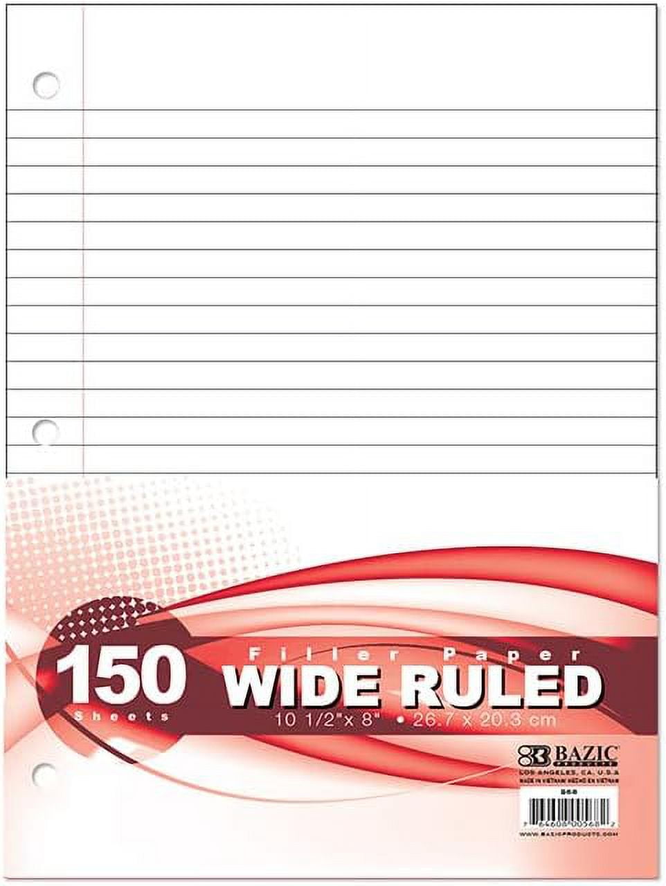 Filler Paper Loose Leaf Papers 150 ?Sheet, Wide Ruled 3 Hole Punched
