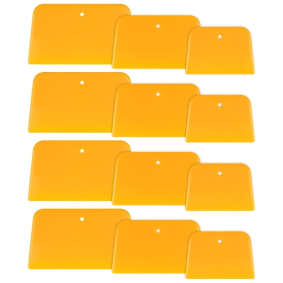 Filler Spreader, 12 Pack Reusable Plastic Spreader Tool for Automotive Body Applying Fillers, Putties, Glazes, Caulks - Autobody Paint Repairs, 4 Each 4", 5" and 6"