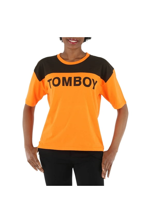 Ladies Orange/Black Jersey T-Shirt With Tomboy, Brand Size 1