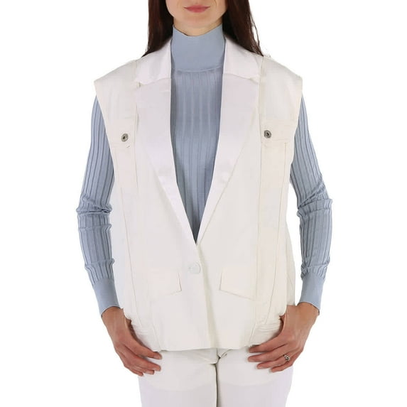 Filles A Papa Ladies White Bonie Denim Jacket, Brand Size 0