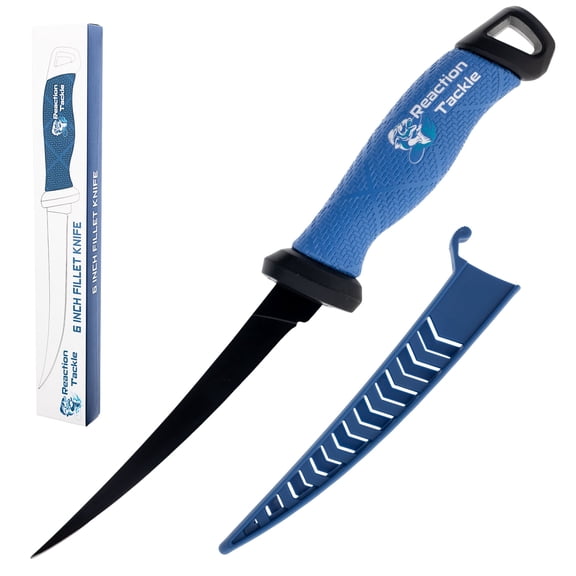 Reaction Tackle Fillet Knife – 6" High Performance Stainless Steel Blade, Non-Slip Grip Handle, Protective Sheath – Freshwater & Saltwater Fishing