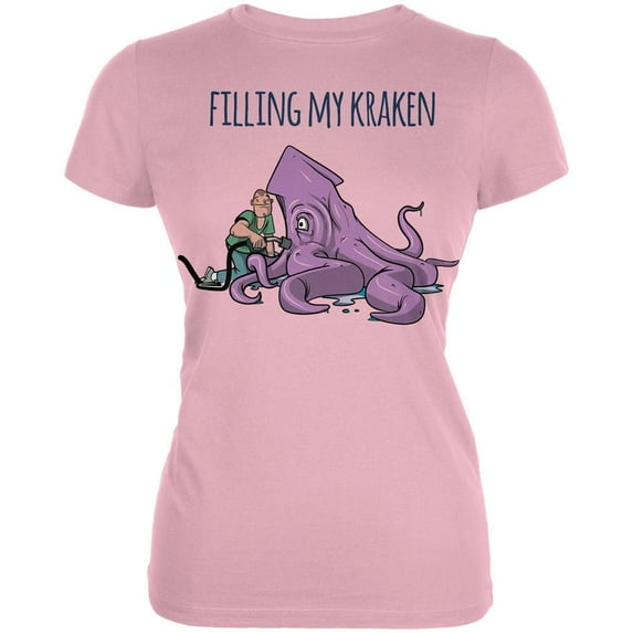 Filling My Kraken Pink Juniors Soft T-Shirt