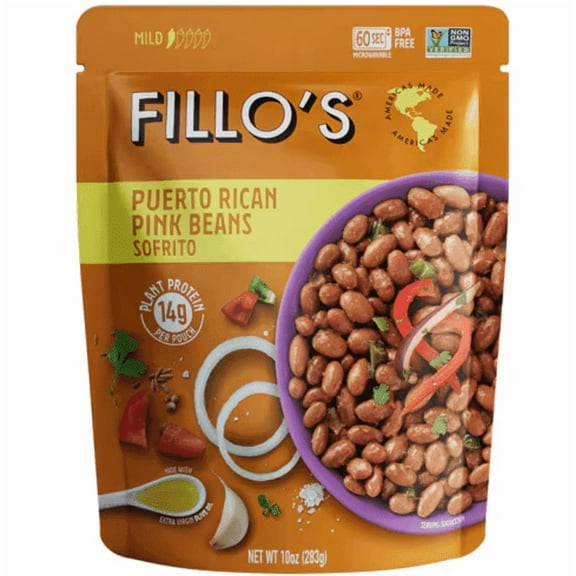 Fillo's Beans and Sofrito Puerto Rican Pink Beans -- 10 oz Pack of 4