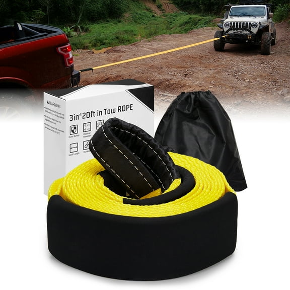 Filluck 3" x 20Ft Heavy Duty Tow Strap, 35,000 lbs Recovery Rope with Reinforced Loops, Sleeves & Storage Bag for Truck, SUV, Jeep, ATV