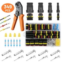 Filluck 349PCS Waterproof Wire Connectors, 24 Sets 1/2/3/4 Pin Car Electrical Terminal Connectors Kit with 22-16 AWG Wire Crimping Tool for Car Truck Motorcycle Boat Marine