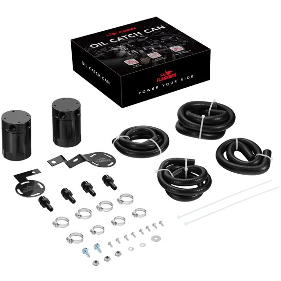 Filluck Baffled Oil Catch Can Kit Compatible with 2015-2016 Subaru WRX FA20 Turbo, Direct-Fit PCV Air Oil Separator with Hoses, Installs in Under 30 Min