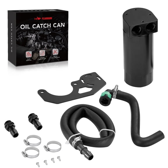 Filluck Baffled Oil Catch Can Kit Compatible with 2018-2023 Jeep Wrangler JL 2.0L Turbo Hurricane Engine, 7.5 oz Direct-Fit PCV Air Oil Separator with High-Flow Filter, Installs in Under 30 Min