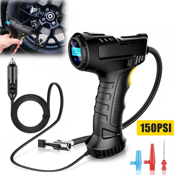 Filluck Cordless Tire Inflator Portable Air Compressor, 12V 150PSI Digital Pump with Dual Power, LED Light, Auto Shut-Off for Car, Bike, Ball, Air Mattress