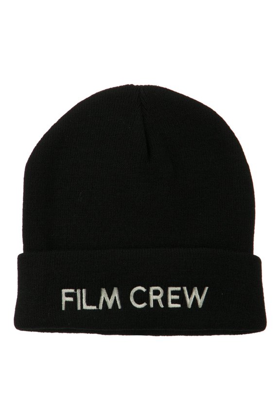 Film Crew Embroidered Long Beanie - Black OSFM