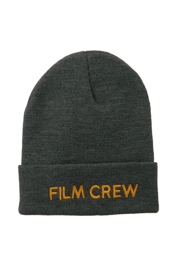 Film Crew Embroidered Long Beanie - Grey OSFM