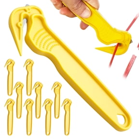 10 Pack Safety Box Cutter, Concealed Blade Film Cutter for Shrink Wrap Cardboard and Tape, Yellow