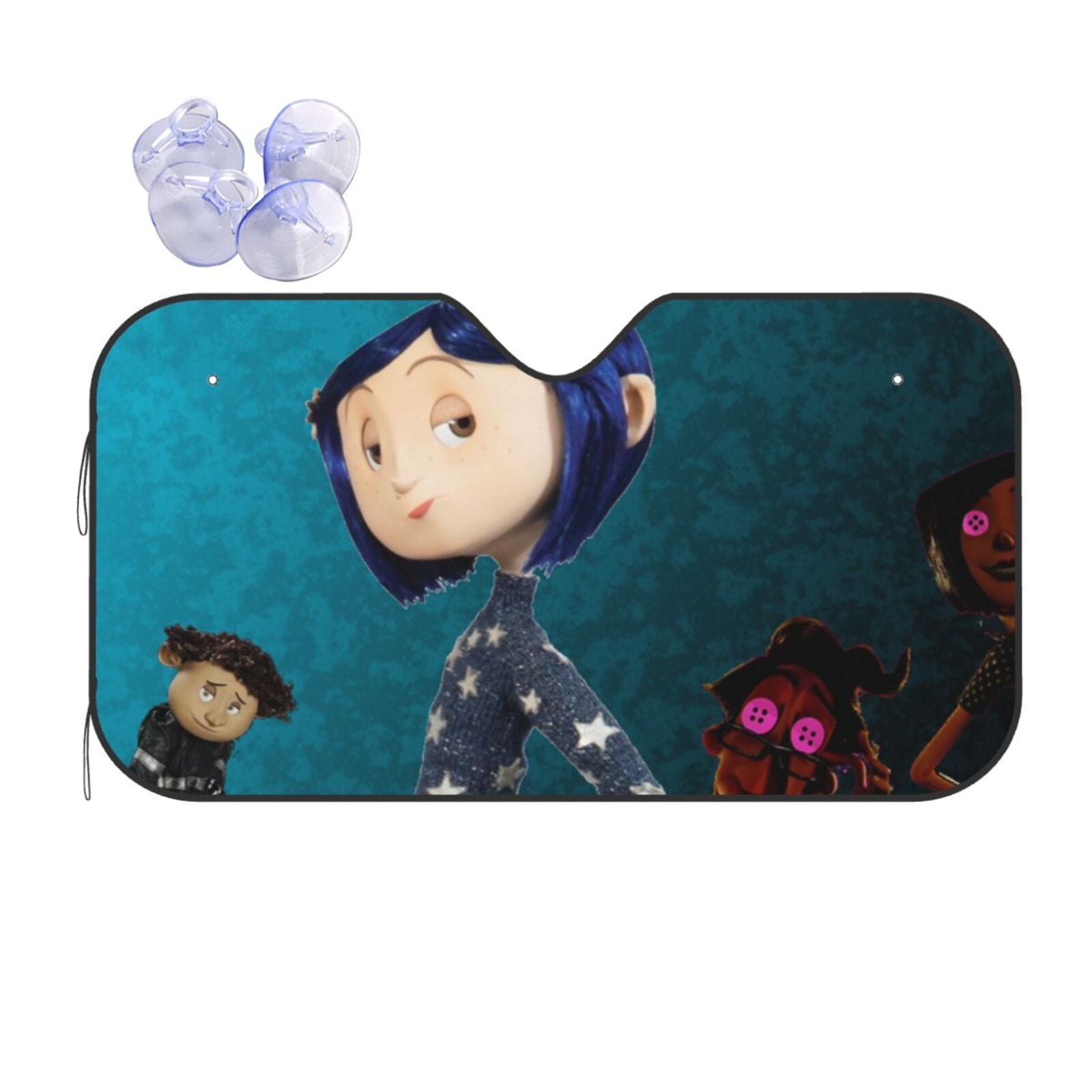 Film Horror Coraline Foldable Car Windshield Sunshade Automotive Front Window Sun Shade Visor