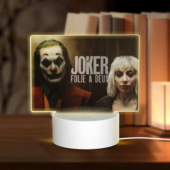Film Joker Folie a Deux Acrylic Night Light Adjustable 3 Light Modes USB Cable Lamp Light Display Base Rectangular LED Light For Bookshelves Desk Bedside Tables Bedroom Child Room
