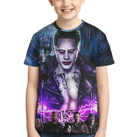Film Joker Harley Quinn Youth Unisex T-Shirt Crewneck Short Sleeve Double-Sided Print Tee Shirts Top For Boys Girls Kid Teen Medium