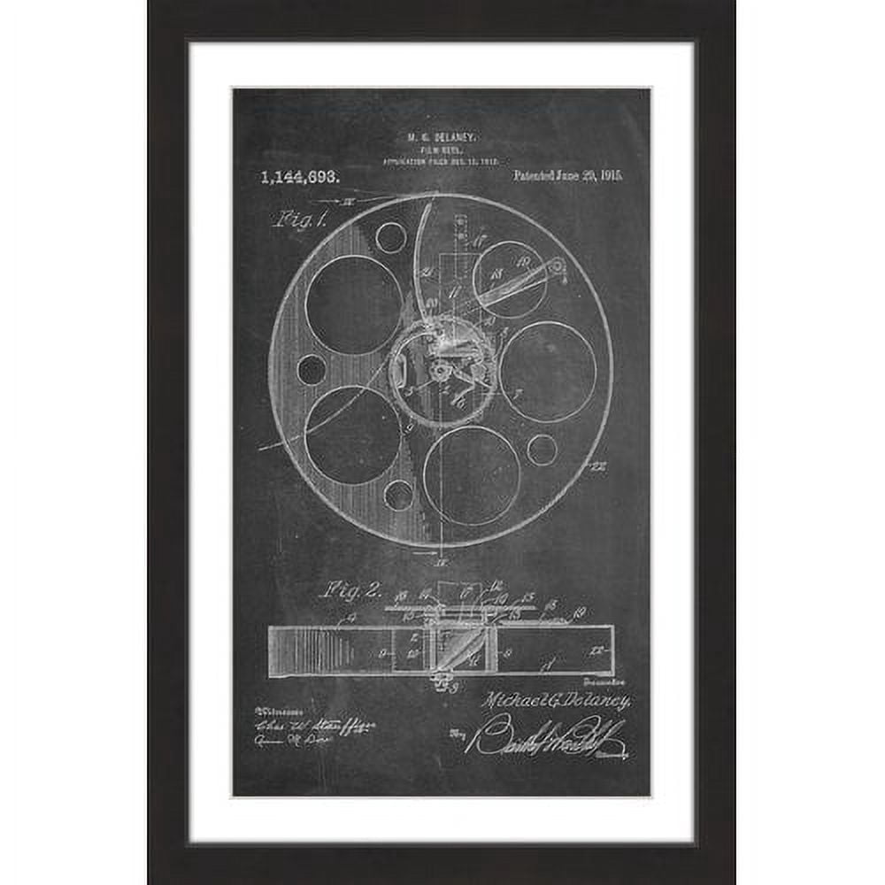 "Film Reel 1915 Chalk" Framed Painting Art Print, 20" x 1.5"