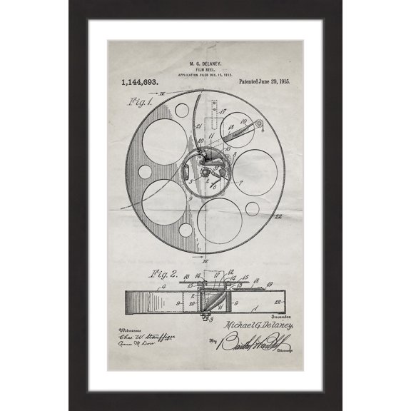 "Film Reel 1915 Old Paper" Framed Painting Print