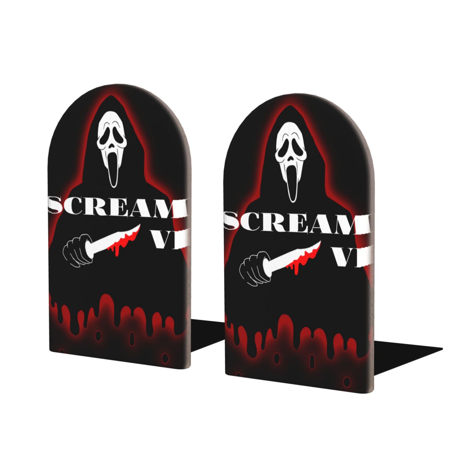 Scream Library Case Film Scream Ghostface Bookends Wood Book Divider Shelves Non-Skid Book ...