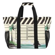 Film Storyboard with Coconut Palm Reusable Grocery Bags with Handle Side Pocket Waterproof Shopping Portable Tote