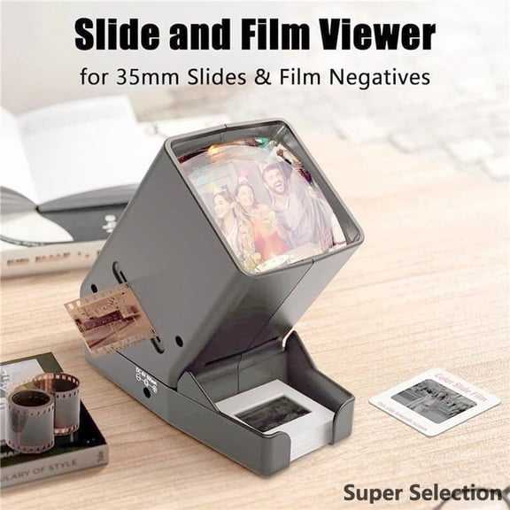Film Viewer, Portable LED Light Box For 35mm Film Negatives & 2x2 Slides, 3X Magnification Handheld Slide Viewer, Battery Or USB Powered