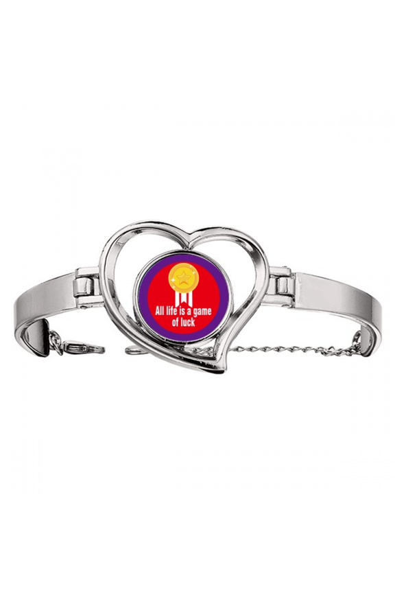 Film Words Life Game Luck Bracelet Heart Jewelry Wire Bangle