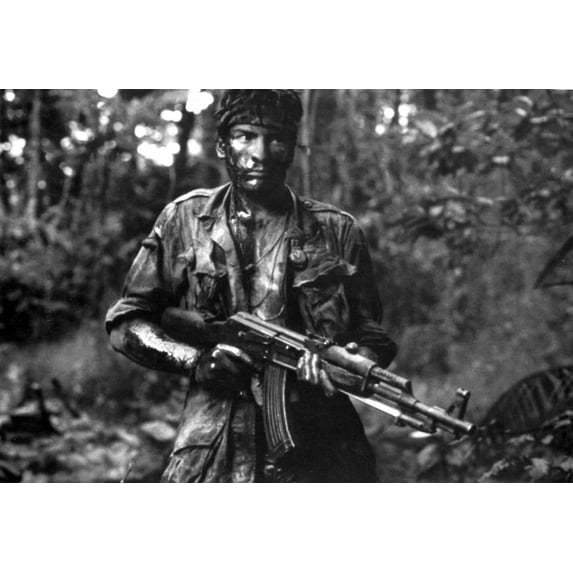 Film still of Charlie Sheen wearing a military uniform and carrying a gun Photo Print (8 x 10)