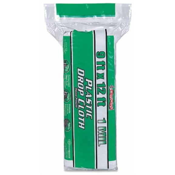 FilmGard 626214 9' x12' Medium Duty 1 Mil Plastic Sheet Drop Cloth