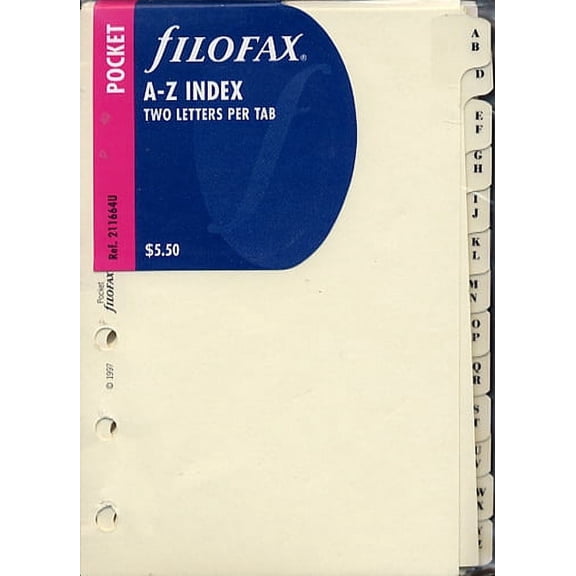 Filofax - Accessories A-Z Index - Two Letter - Pocket Size