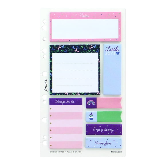 Filofax Accessory, Garden Collection, Repositionable Sticky Notes, Set of 8 Note Pads, 25 Sheets Each (B132742), Multicolor