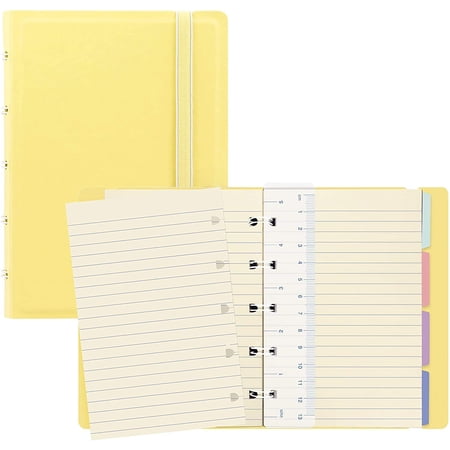 Filofax B115062U Refillable Pastel colors, Notebook, Pocket Size, 112 Cream colored moveable pages. Includes 4 Indexes (one with pocket), a page marker and elastic closure, Lemon