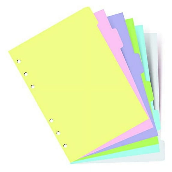 Filofax B1326144, 6-tab index Organizer refill, A5 size, Pastel colors, Blank