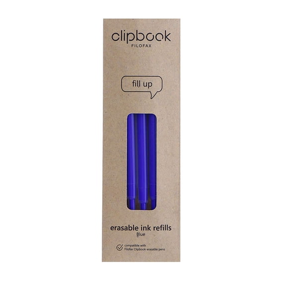 Filofax Blue Erasable Ballpoint Pen Refills - Pack 3