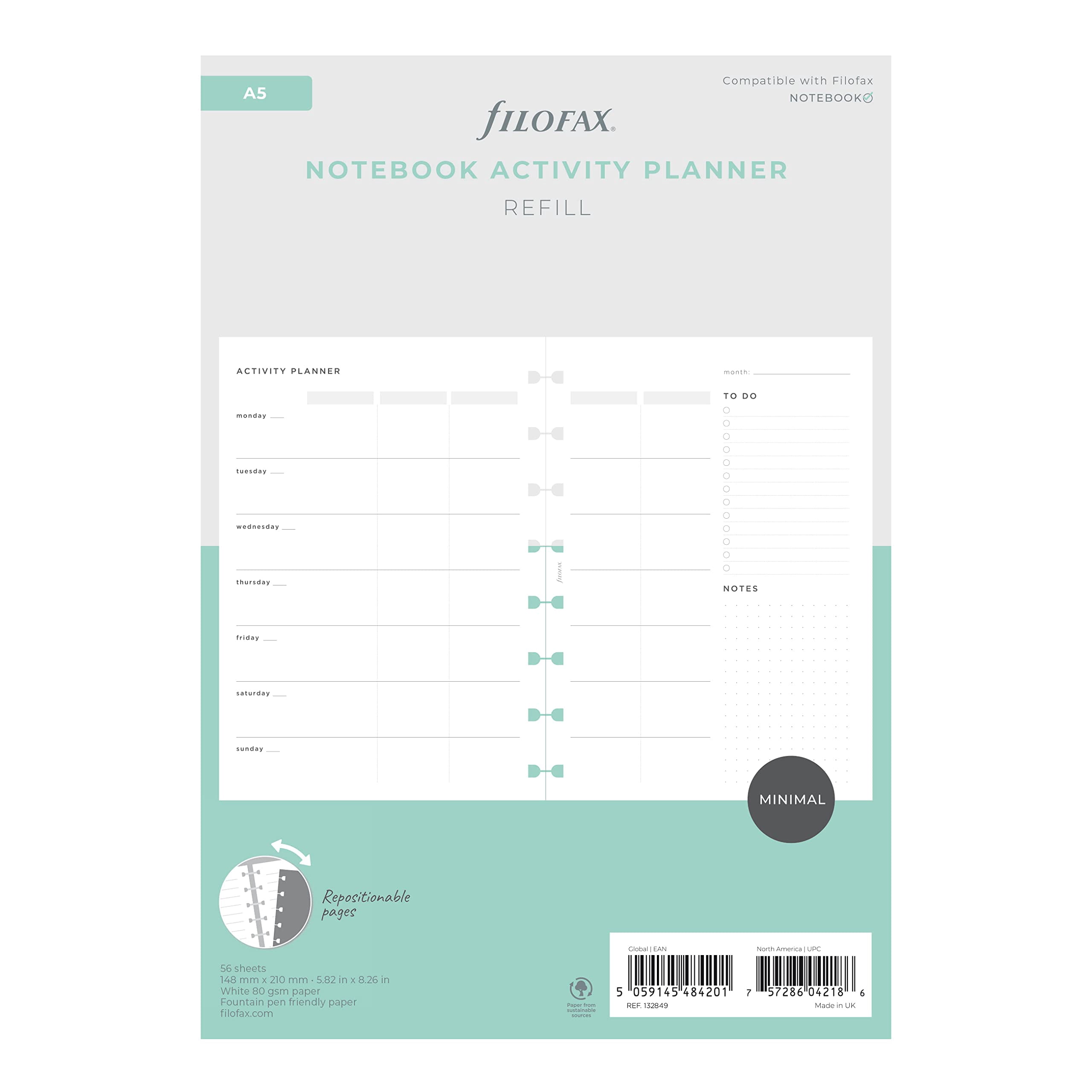 Filofax Lifestyle Refill, A5 Size, Notebook Refill, White Paper, Expense Tracker, 56 Sheets (B132861 - View #6