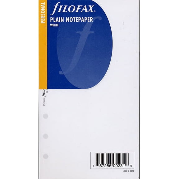 Filofax - Papers Plain Notepaper - White - Personal Size